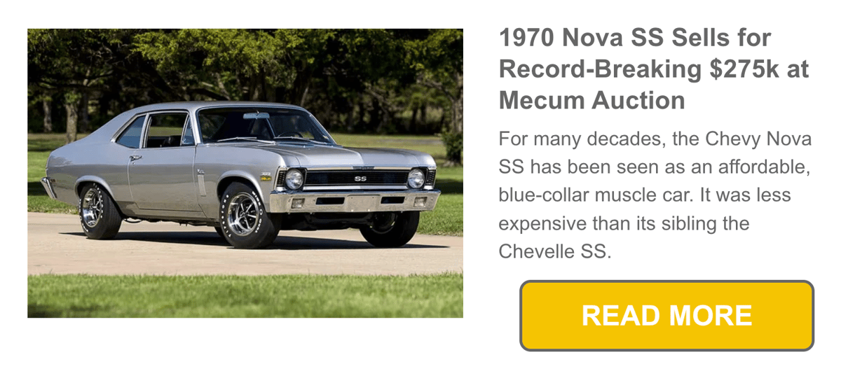1970 Nova SS Sells for Record-Breaking $275K at Mecum